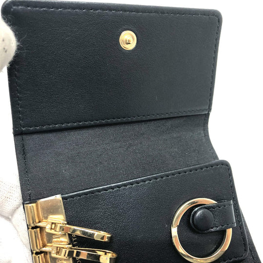 CHANEL Key case Key holder  leather black COCO Mark 4 stations with key ring Women Used Authentic