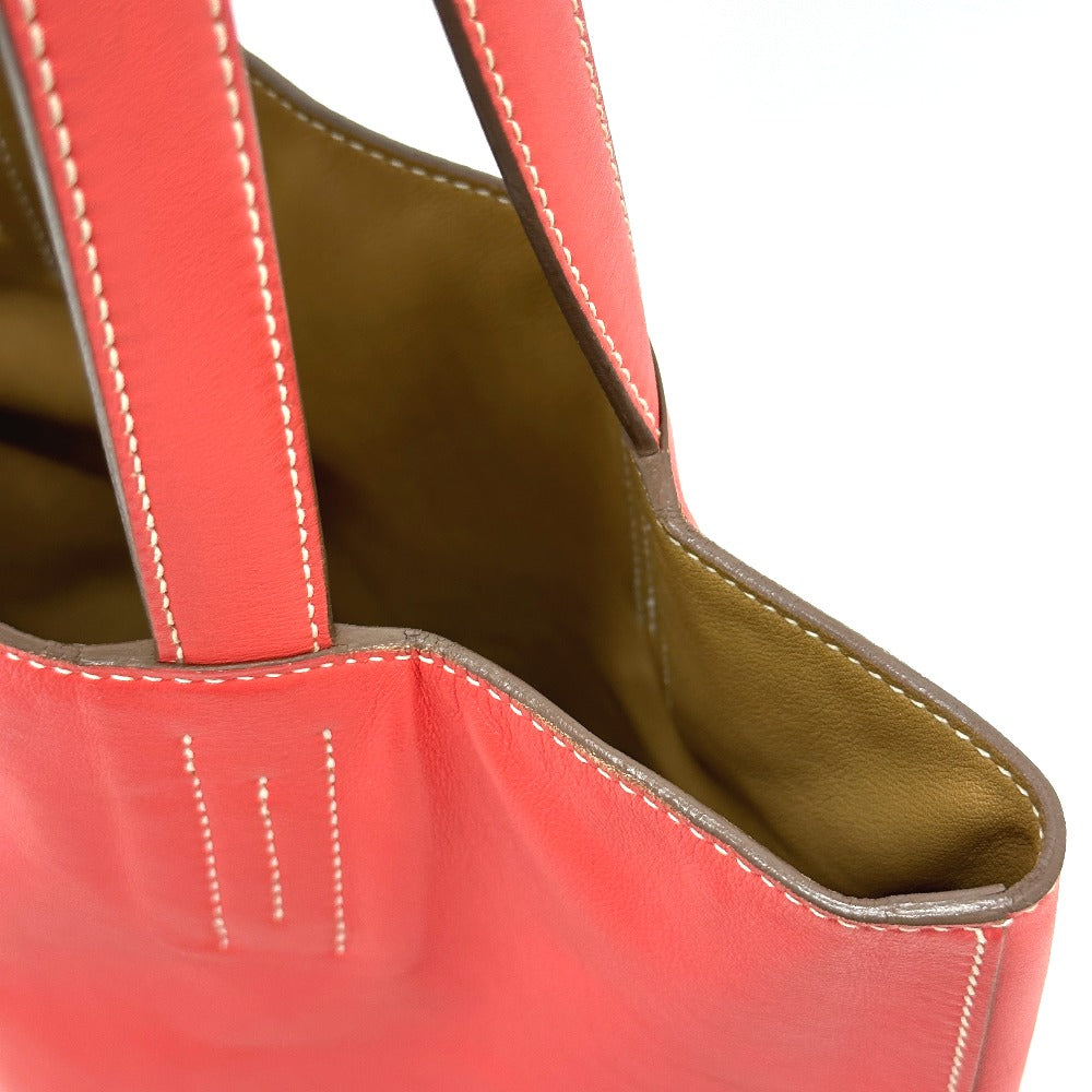 HERMES Tote Bag Leather, Vokissim Orange Doble Sense 28 reversible Women Used Authentic