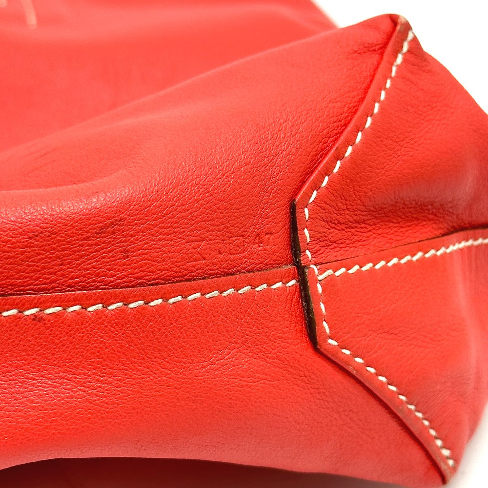 HERMES Tote Bag Leather, Vokissim Orange Doble Sense 28 reversible Women Used Authentic