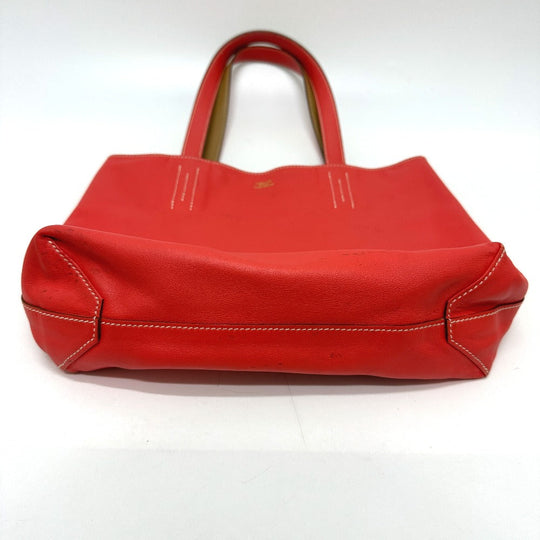HERMES Tote Bag Leather, Vokissim Orange Doble Sense 28 reversible Women Used Authentic