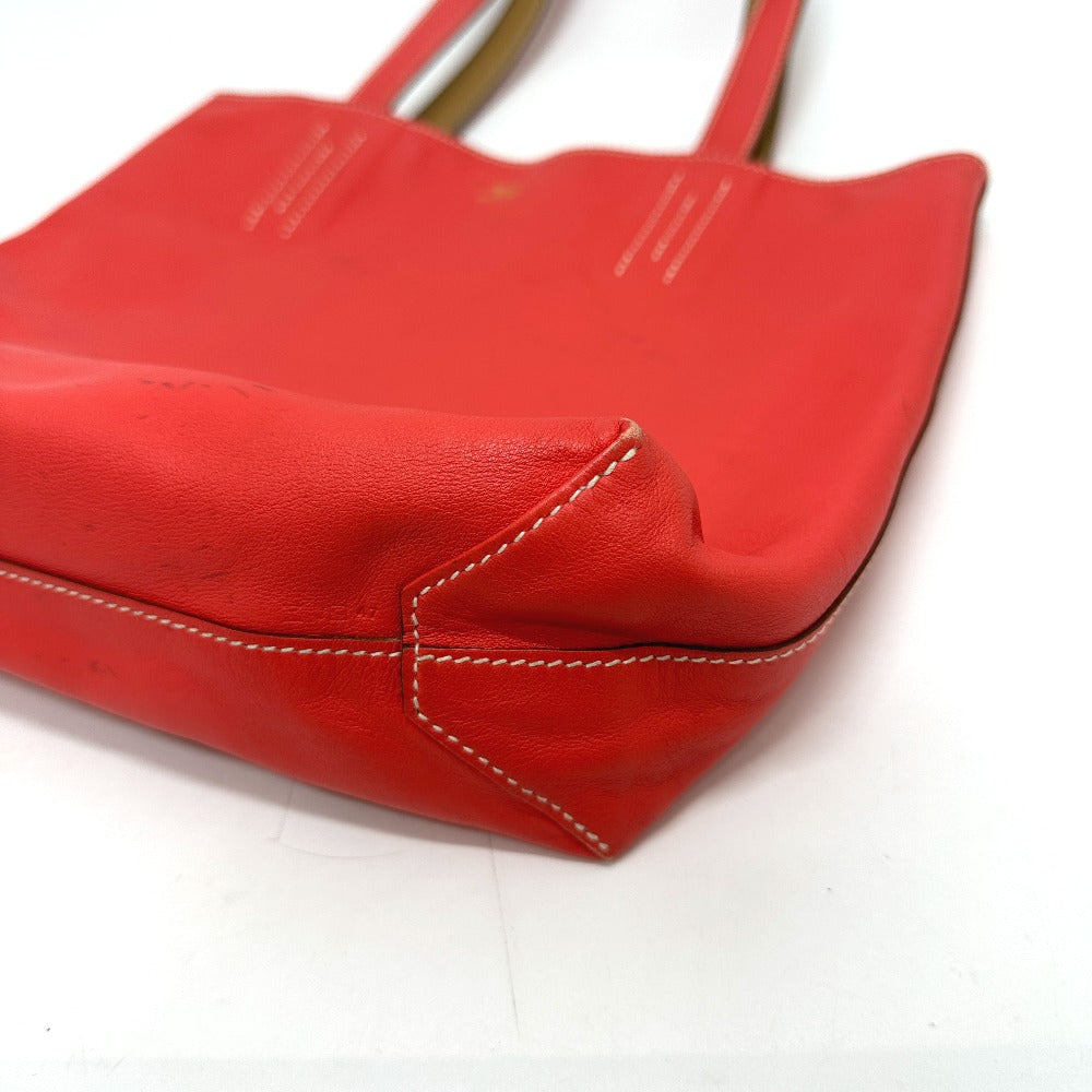HERMES Tote Bag Leather, Vokissim Orange Doble Sense 28 reversible Women Used Authentic