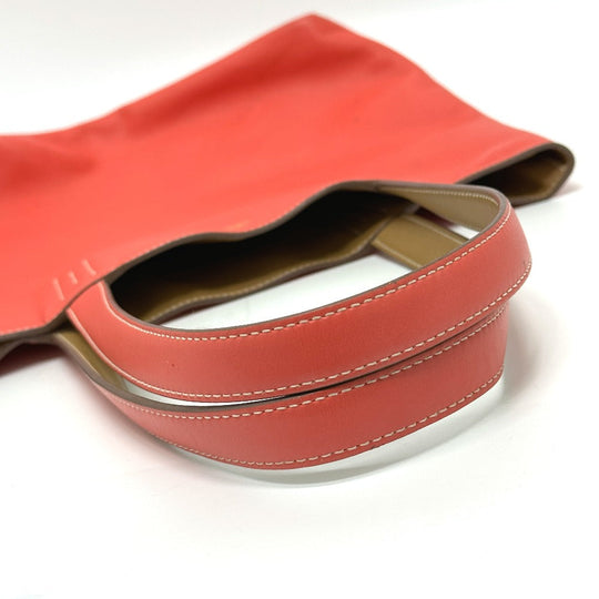 HERMES Tote Bag Leather, Vokissim Orange Doble Sense 28 reversible Women Used Authentic