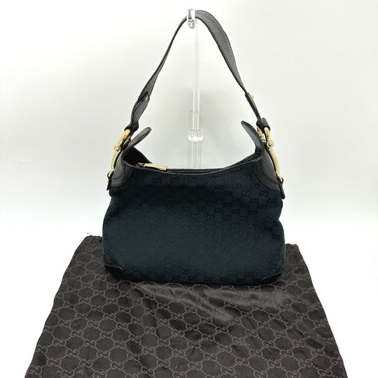 GUCCI Handbag 145826 GG canvas / leather black GG Horsebit Women Used Authentic