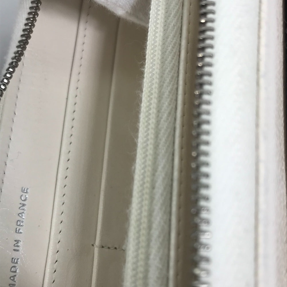 CHANEL Long Wallet Purse A50097 Caviar skin white Matelasse CC COCO Mark Zip Around Women Used Authentic