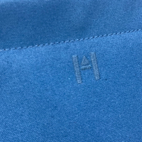 HERMES Clutch bag Canvas / leather Navy Embroidery logo Camille mens Used Authentic
