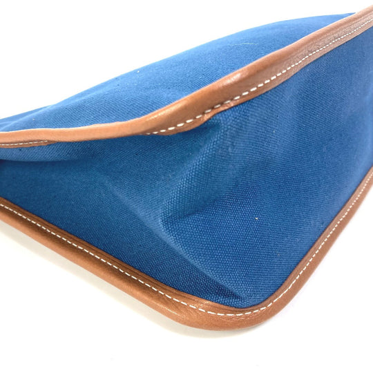 HERMES Clutch bag Canvas / leather Navy Embroidery logo Camille mens Used Authentic