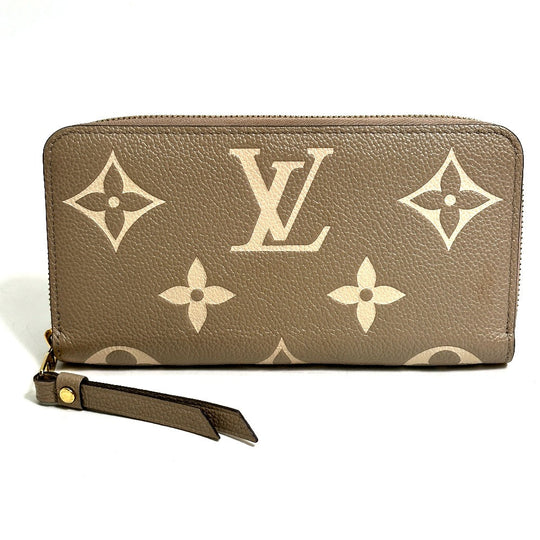 LOUIS VUITTON Long Wallet Purse M69794 Monogram Ann Platt Leather beige Monogram Empreinte Bicolor Zippy wallet Women Used Authentic
