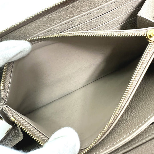 LOUIS VUITTON Long Wallet Purse M69794 Monogram Ann Platt Leather beige Monogram Empreinte Bicolor Zippy wallet Women Used Authentic