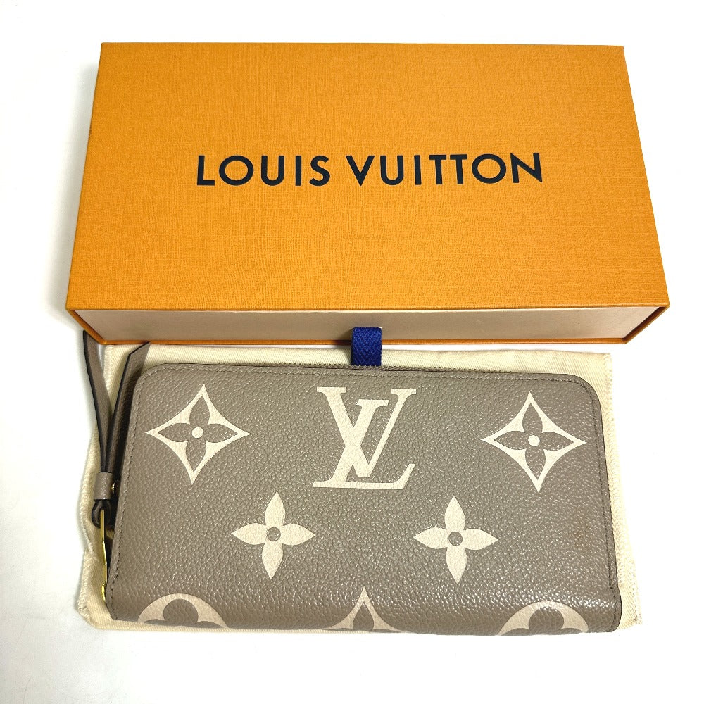 LOUIS VUITTON Long Wallet Purse M69794 Monogram Ann Platt Leather beige Monogram Empreinte Bicolor Zippy wallet Women Used Authentic