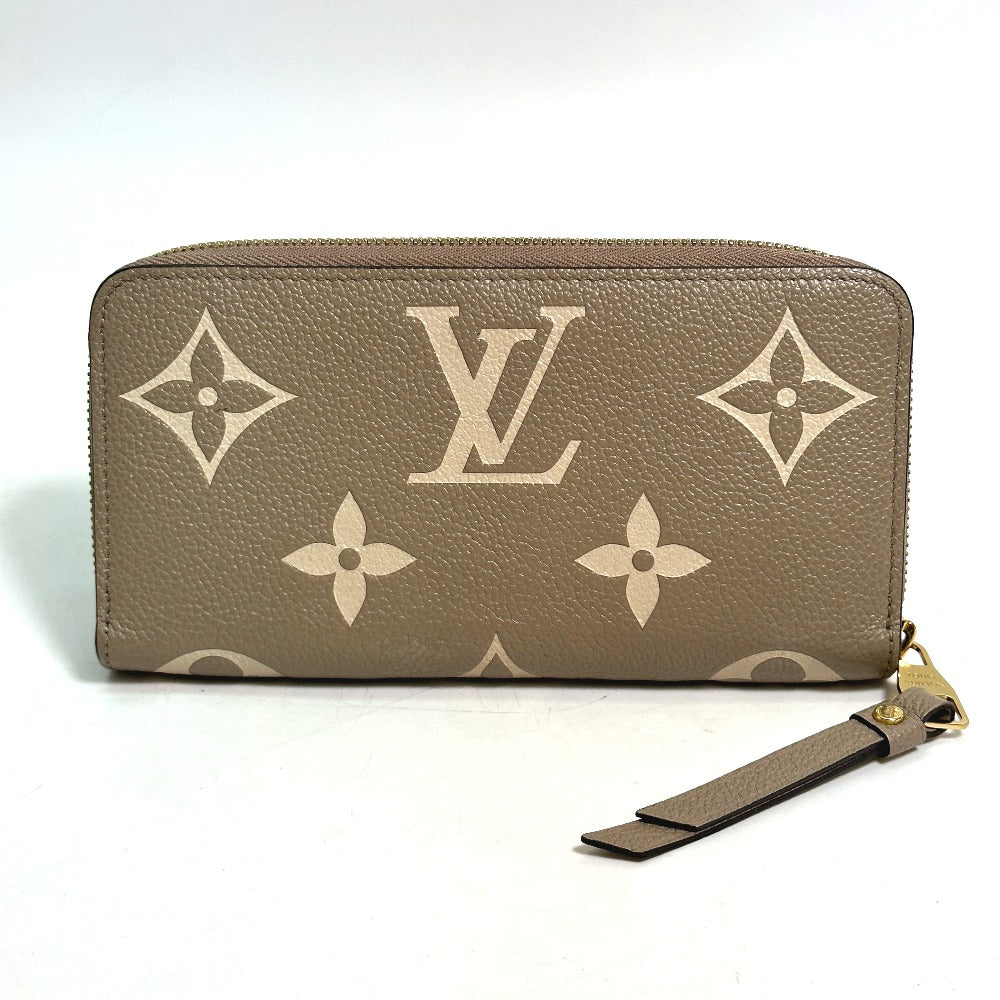LOUIS VUITTON Long Wallet Purse M69794 Monogram Ann Platt Leather beige Monogram Empreinte Bicolor Zippy wallet Women Used Authentic