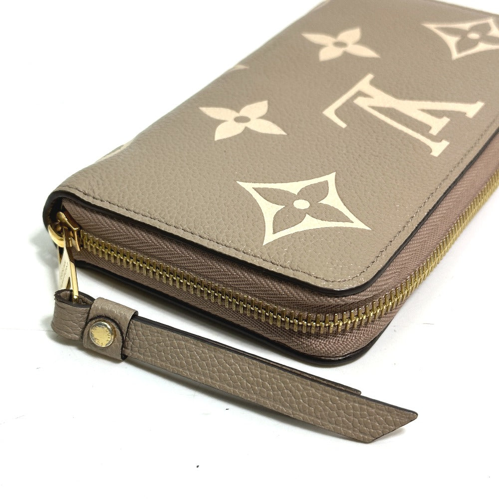 LOUIS VUITTON Long Wallet Purse M69794 Monogram Ann Platt Leather beige Monogram Empreinte Bicolor Zippy wallet Women Used Authentic