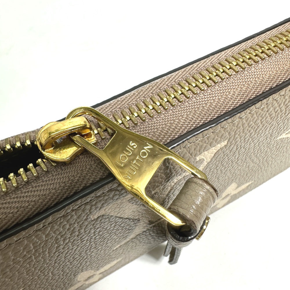LOUIS VUITTON Long Wallet Purse M69794 Monogram Ann Platt Leather beige Monogram Empreinte Bicolor Zippy wallet Women Used Authentic