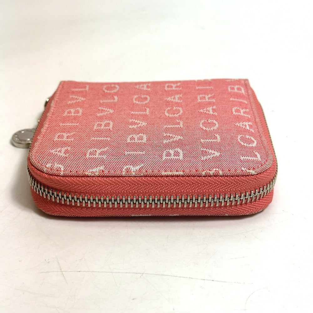 BVLGARI Folded wallet canvas pink Logo mania Compact wallet Women Used Authentic