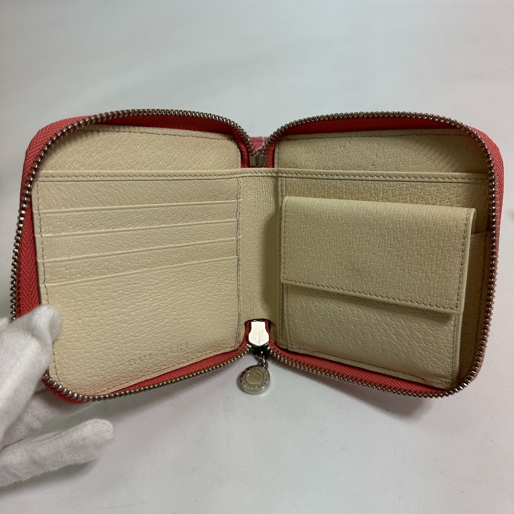 BVLGARI Folded wallet canvas pink Logo mania Compact wallet Women Used Authentic