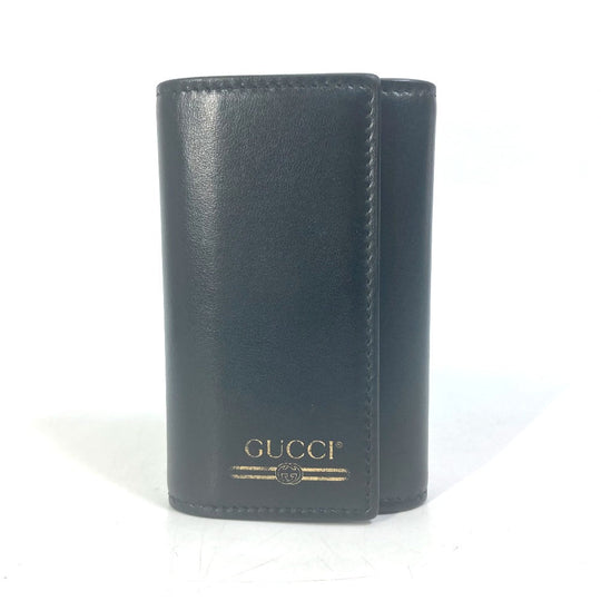 GUCCI Key case Key holder  547588 leather black logo six hooks key Women Used Authentic