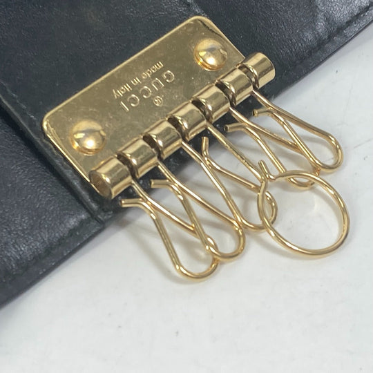 GUCCI Key case Key holder  547588 leather black logo six hooks key Women Used Authentic