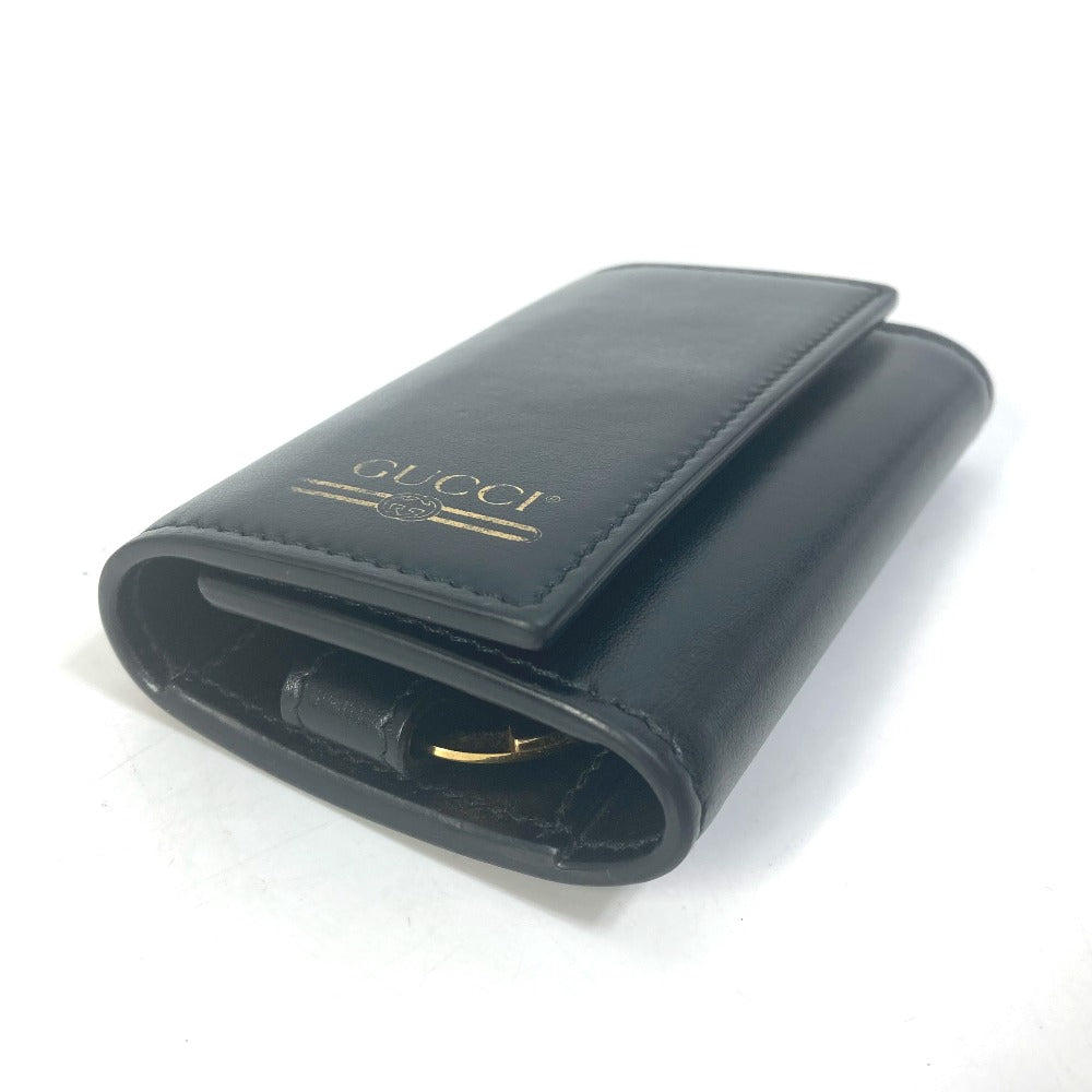 GUCCI Key case Key holder  547588 leather black logo six hooks key Women Used Authentic