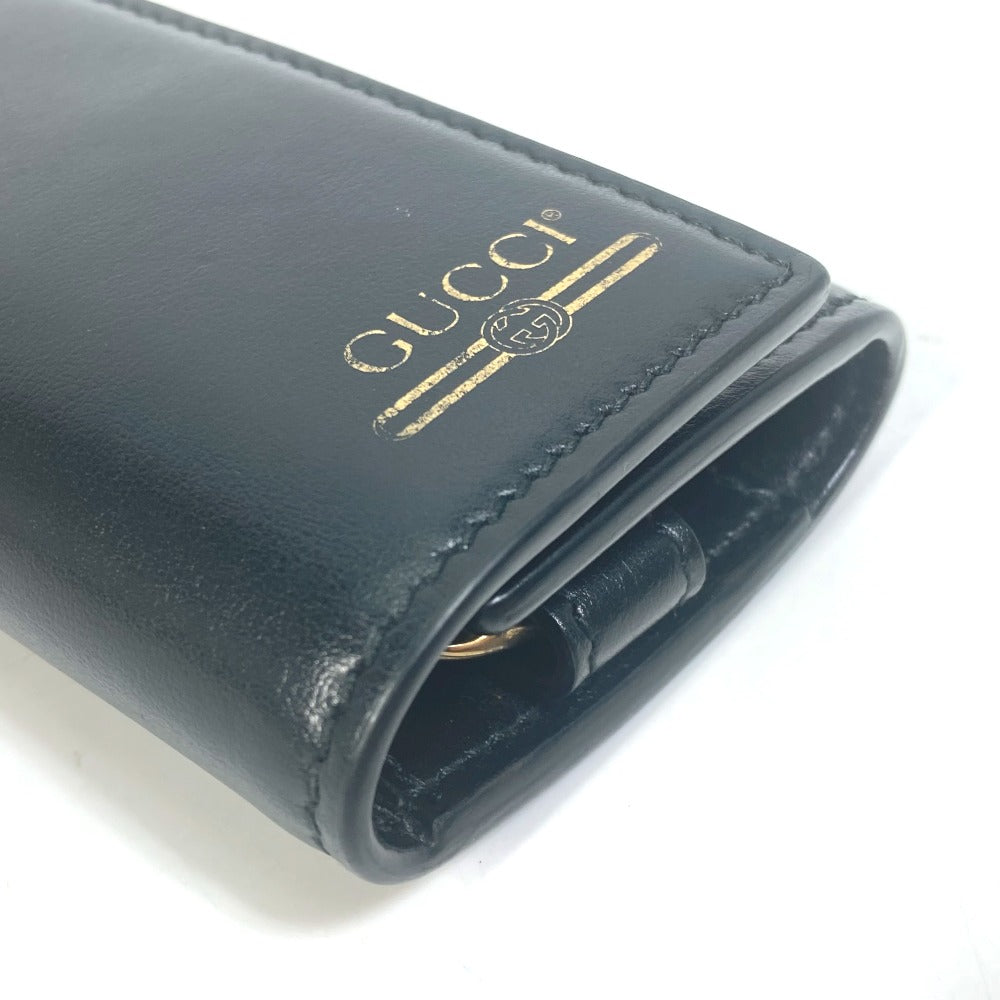 GUCCI Key case Key holder  547588 leather black logo six hooks key Women Used Authentic