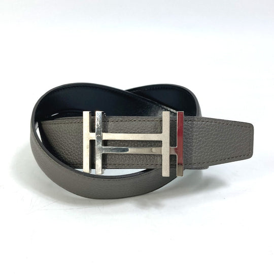 HERMES belt Togo gray H belt Ash okare Women 80 Used Authentic