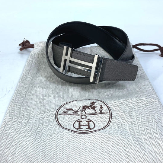 HERMES belt Togo gray H belt Ash okare Women 80 Used Authentic