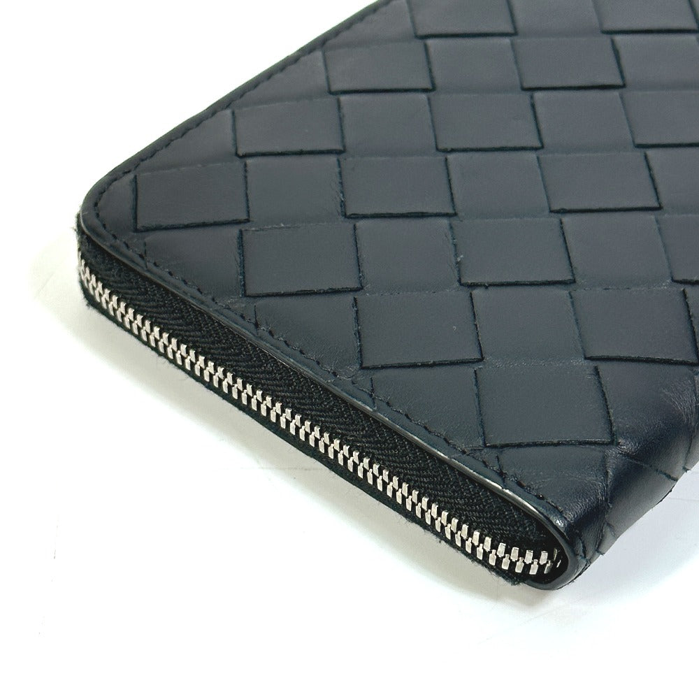 BOTTEGAVENETA Long Wallet Purse 593217 leather black Maxi INTRECCIATO mens Used Authentic