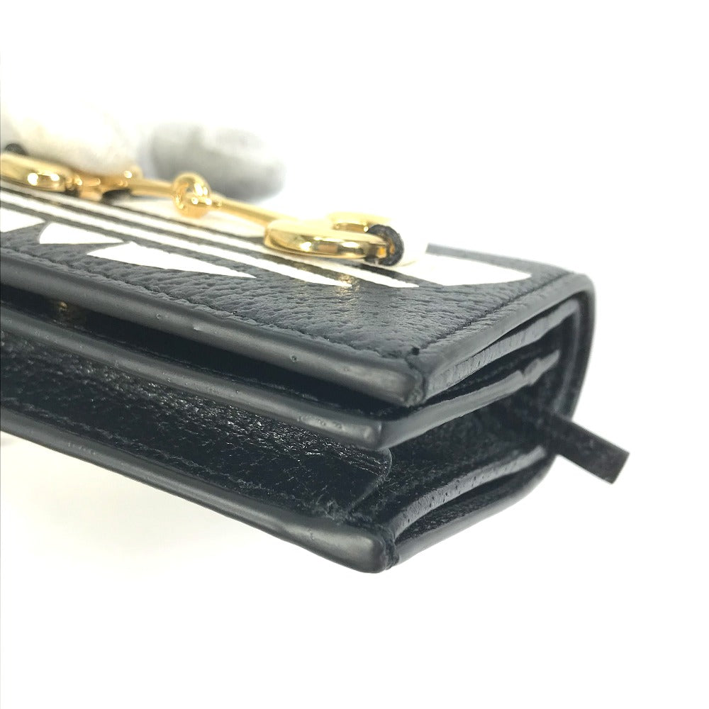 GUCCI Folded wallet 702248 leather black logo adidas collaboration Shoulder wallet Women Used Authentic