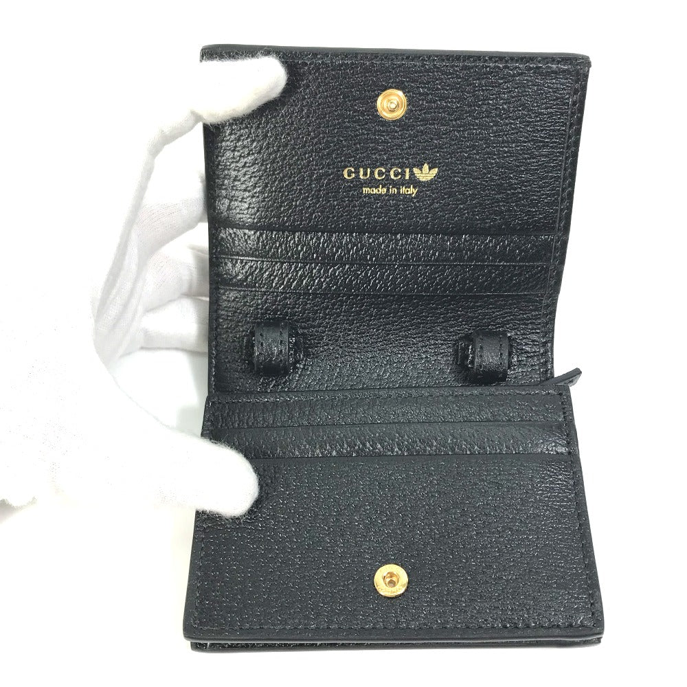 GUCCI Folded wallet 702248 leather black logo adidas collaboration Shoulder wallet Women Used Authentic