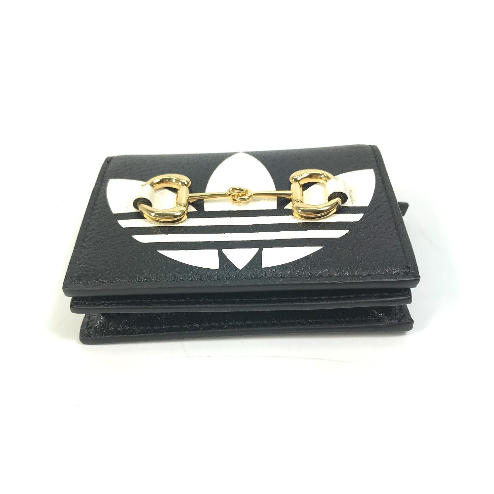 GUCCI Folded wallet 702248 leather black logo adidas collaboration Shoulder wallet Women Used Authentic