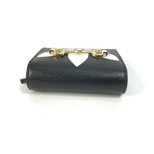 GUCCI Folded wallet 702248 leather black logo adidas collaboration Shoulder wallet Women Used Authentic