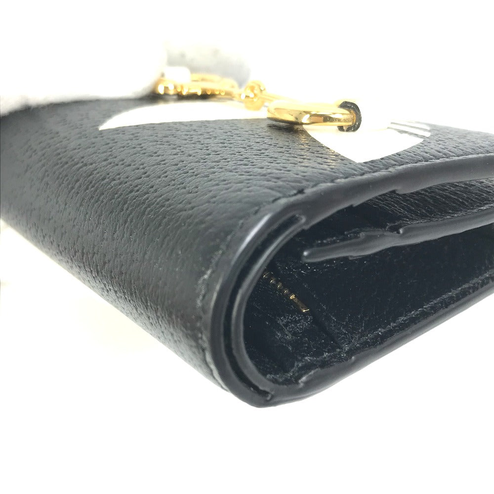 GUCCI Folded wallet 702248 leather black logo adidas collaboration Shoulder wallet Women Used Authentic