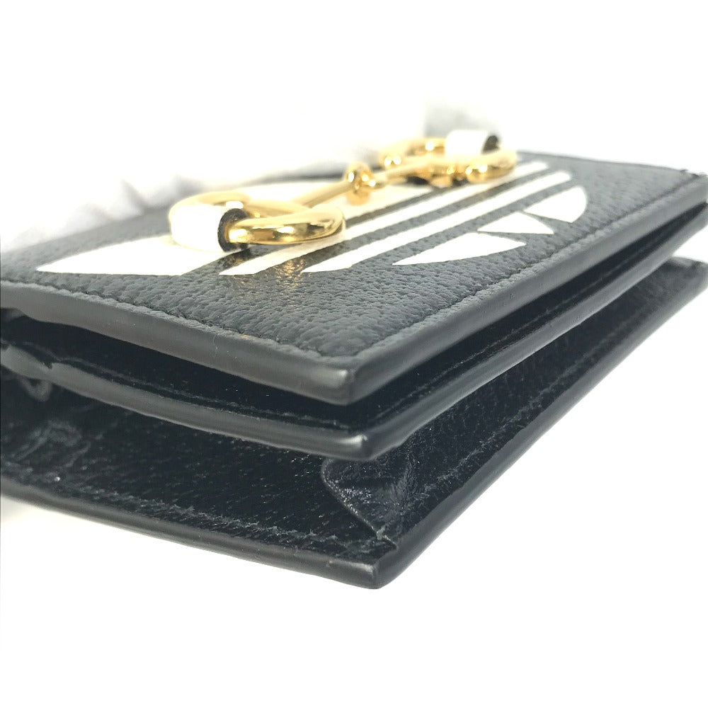 GUCCI Folded wallet 702248 leather black logo adidas collaboration Shoulder wallet Women Used Authentic