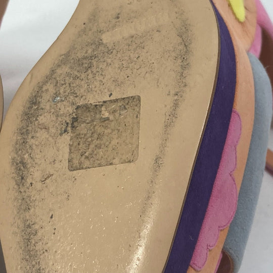 HERMES Sandals suede multicolor Shoes heel wedge sole moon star moon star Women 36 Used Authentic