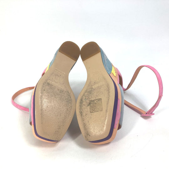 HERMES Sandals suede multicolor Shoes heel wedge sole moon star moon star Women 36 Used Authentic