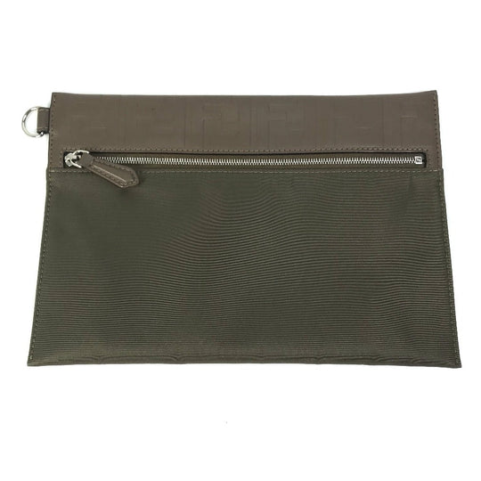 FENDI Pouch 7N0108 Nylon / leather khaki Zucca Women Used Authentic