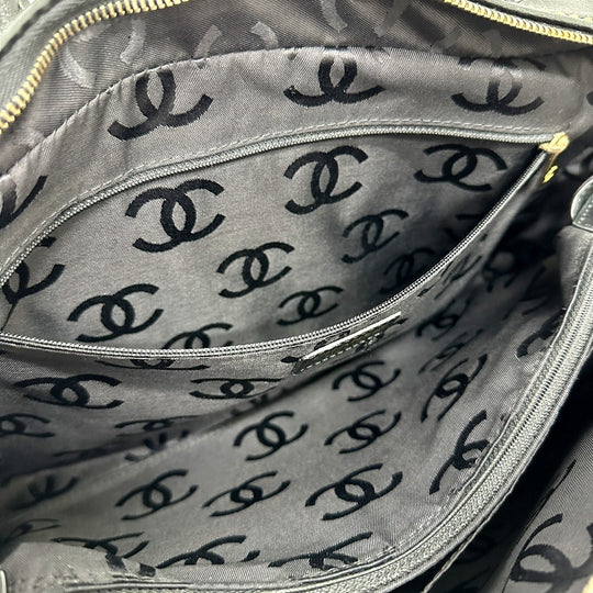CHANEL Handbag Calfskin black CC COCO Mark Wild stitch Women Used Authentic