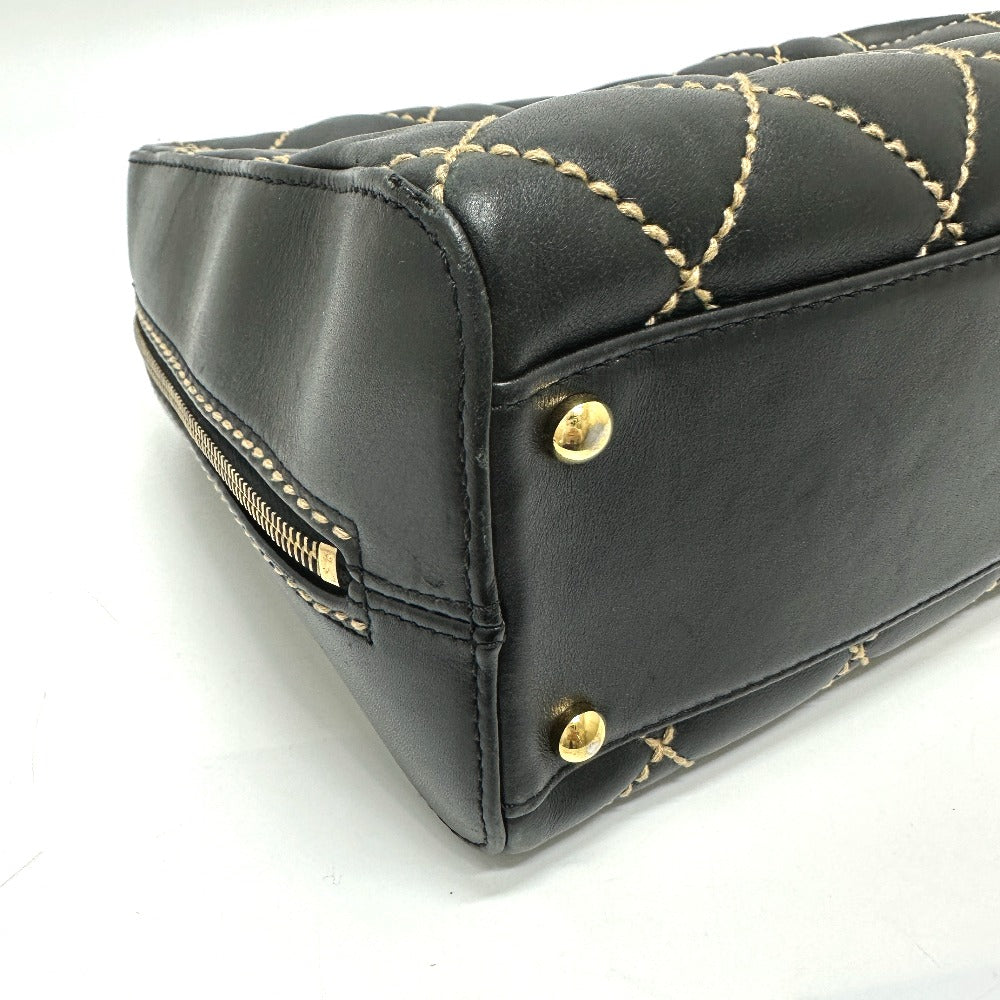 CHANEL Handbag Calfskin black CC COCO Mark Wild stitch Women Used Authentic