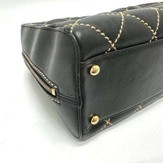 CHANEL Handbag Calfskin black CC COCO Mark Wild stitch Women Used Authentic