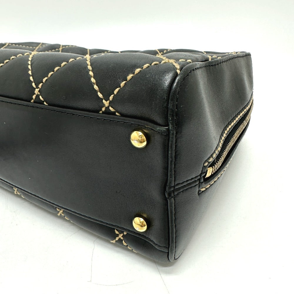 CHANEL Handbag Calfskin black CC COCO Mark Wild stitch Women Used Authentic