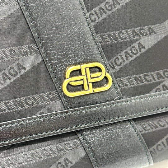 BALENCIAGA Shoulder Bag 580161 Nylon / leather black logo SHIFT BAG M Women Used Authentic