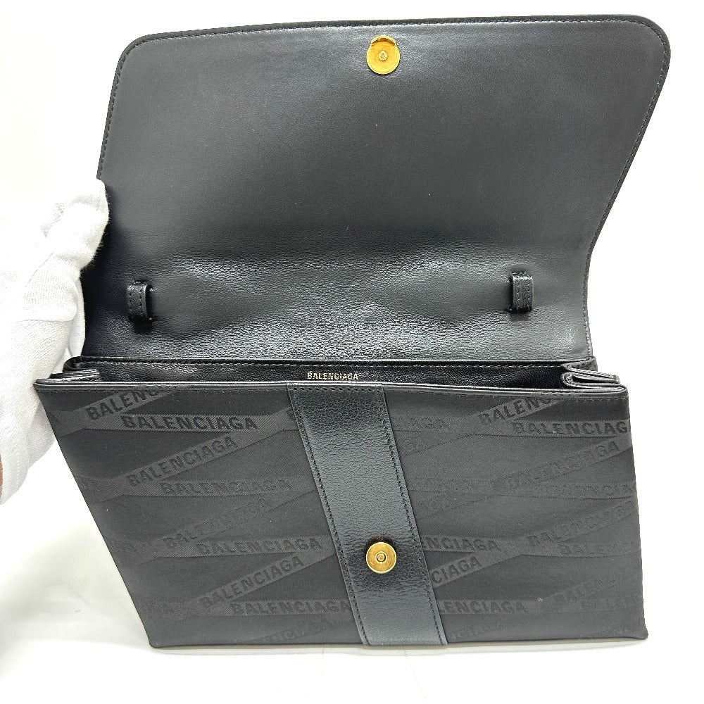 BALENCIAGA Shoulder Bag 580161 Nylon / leather black logo SHIFT BAG M Women Used Authentic