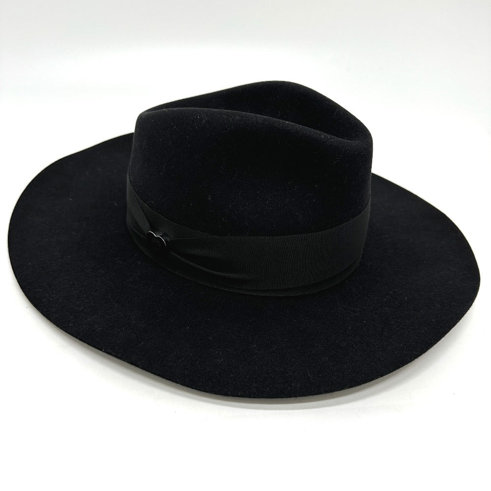 HERMES hat Felt wool black hat hat minicoo heart Women 58 Used Authentic