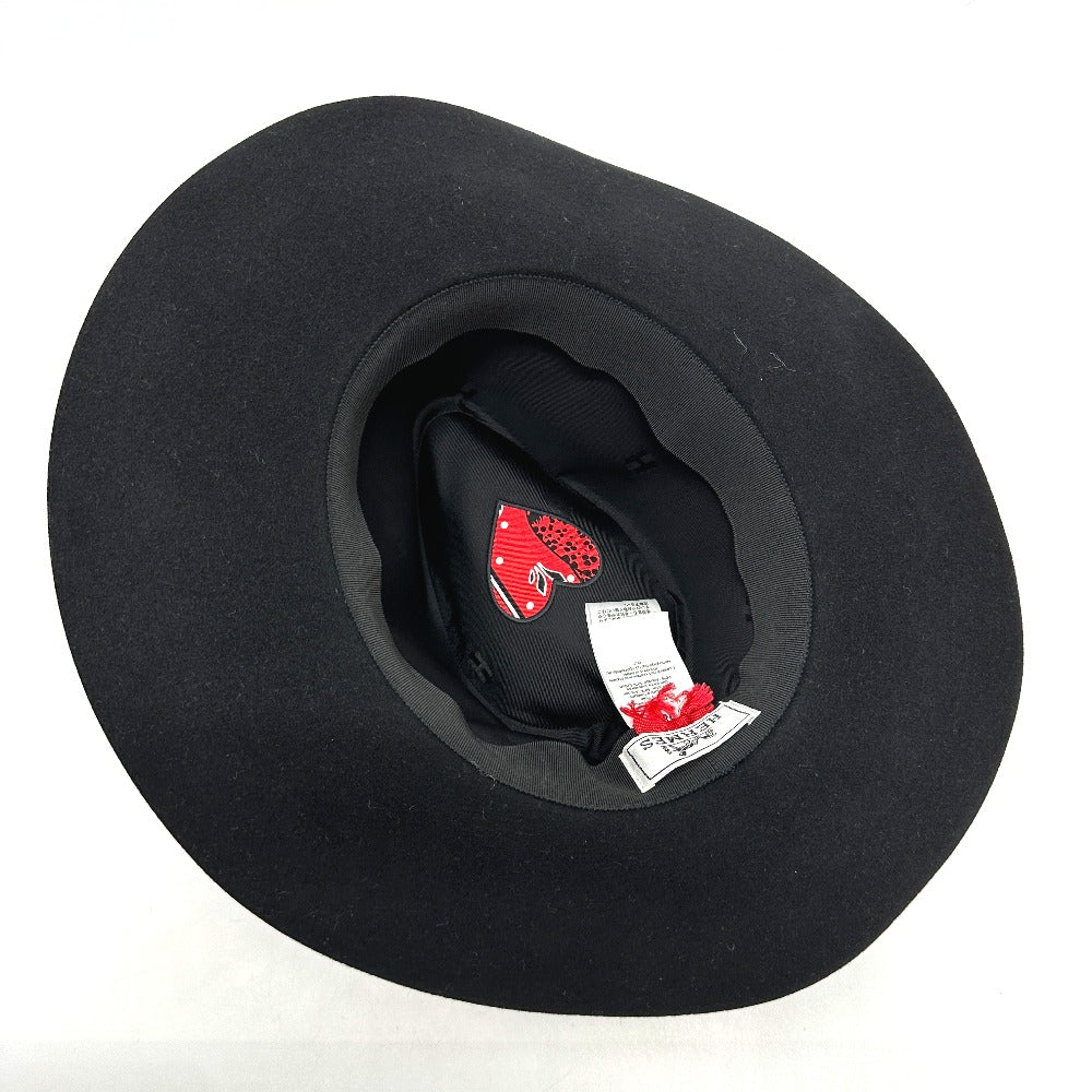 HERMES hat Felt wool black hat hat minicoo heart Women 58 Used Authentic