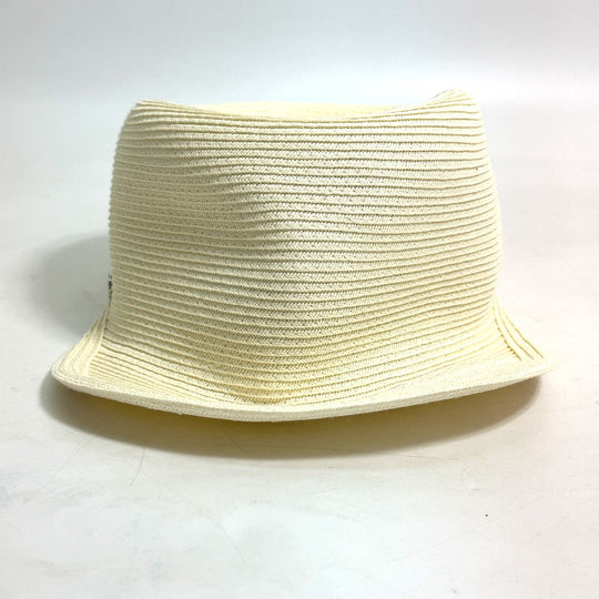 HERMES cap polyester Ivory hat cap serie emma straw cap 57
