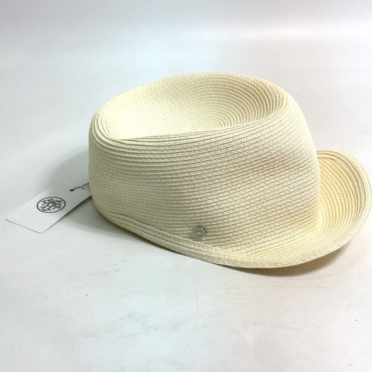 HERMES cap polyester Ivory hat cap serie emma straw cap 57