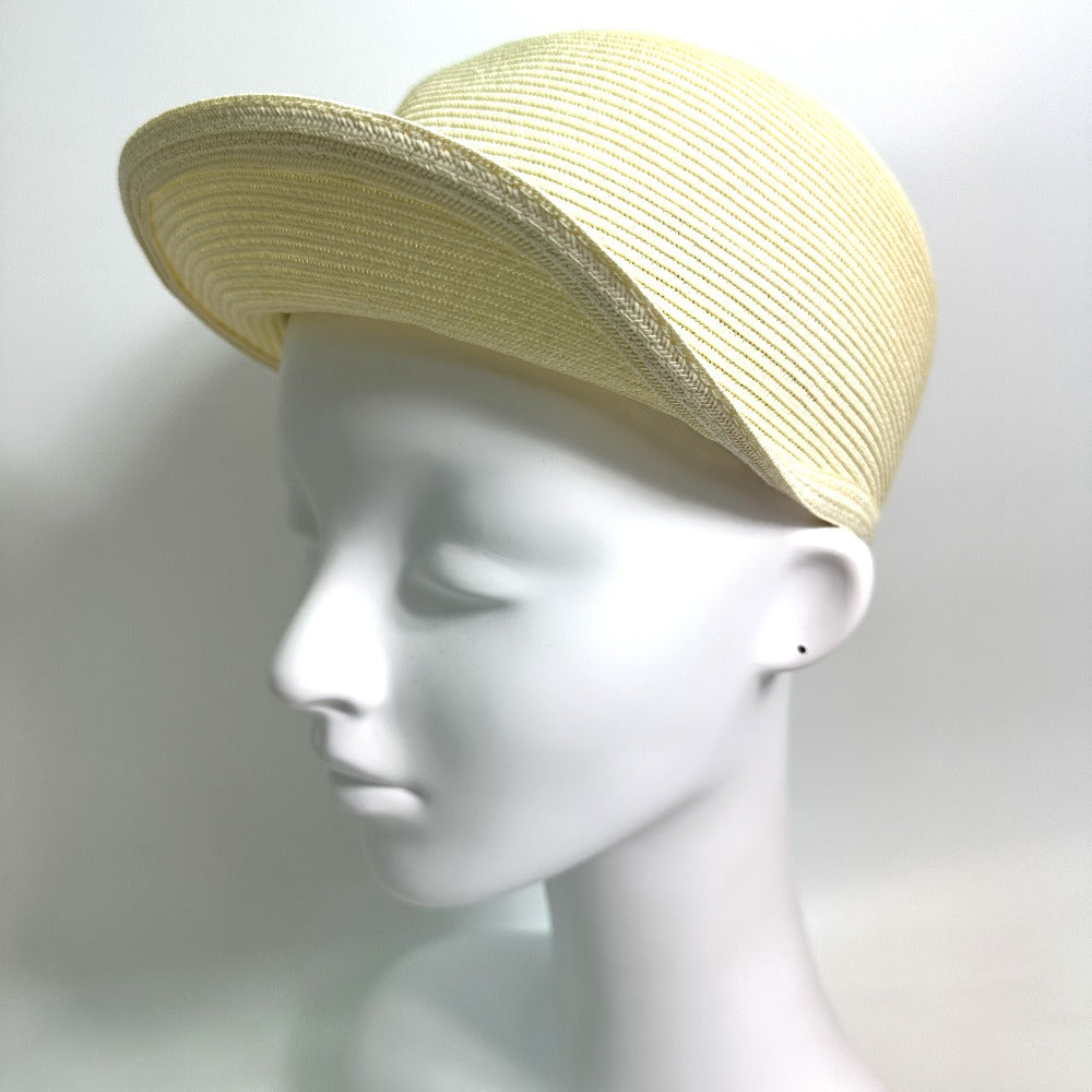 HERMES cap polyester Ivory hat cap serie emma straw cap 57