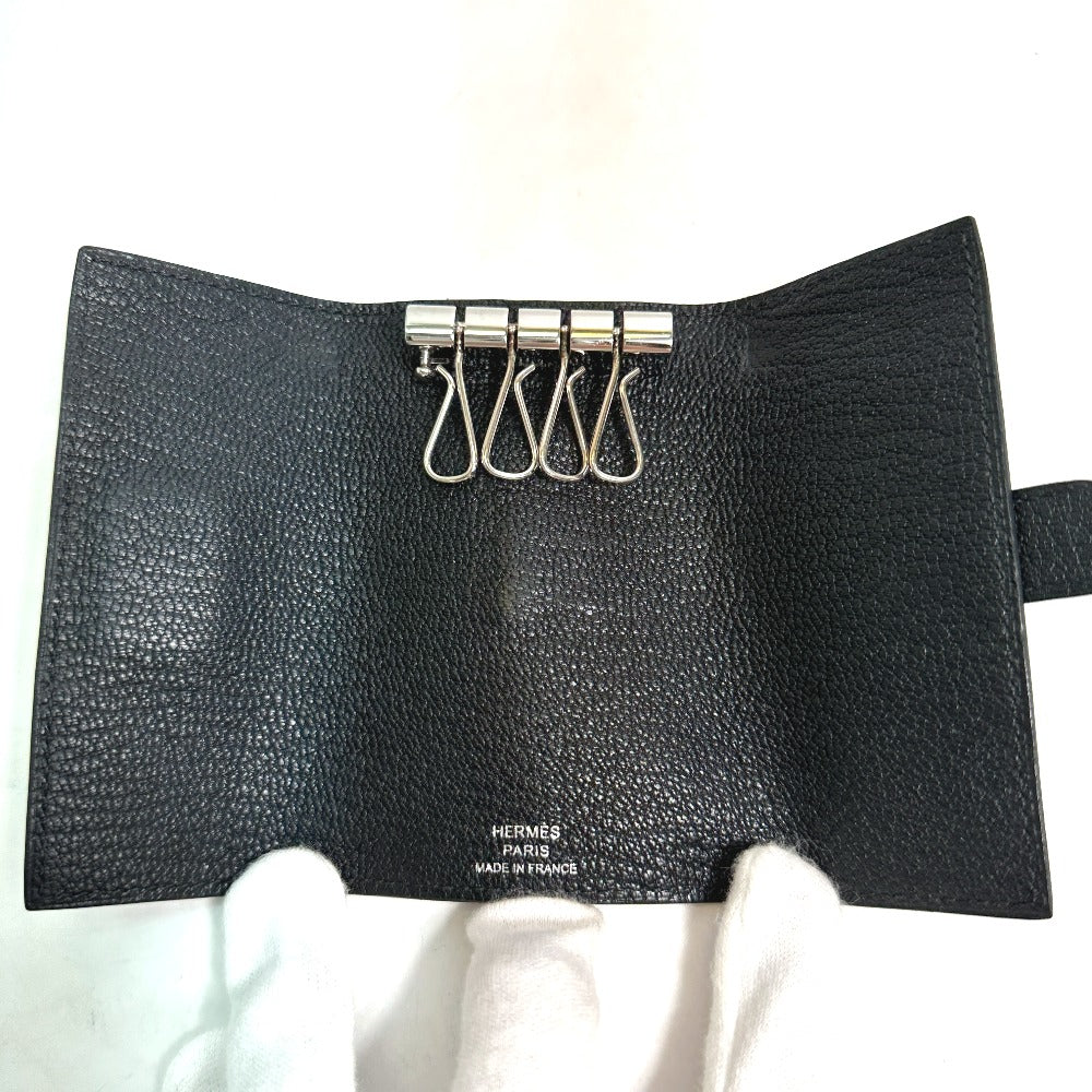 HERMES Key case Key holder  Chevre Misol black HMetal Key Bean unisex(Unisex) Used Authentic