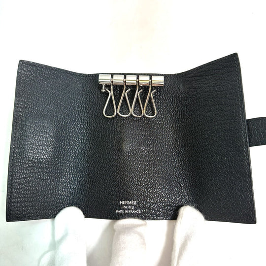 HERMES Key case Key holder  Chevre Misol black HMetal Key Bean unisex(Unisex) Used Authentic