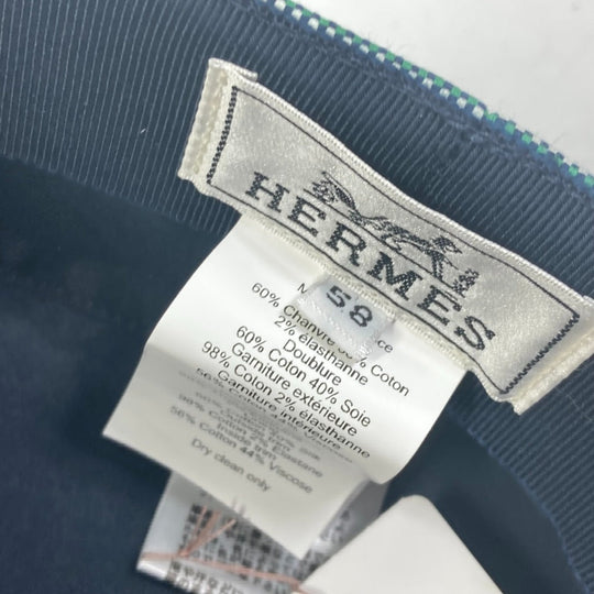 HERMES Casquette Cotton, Hemp Navy Serie CAVALE Casquette Women 58 Used Authentic