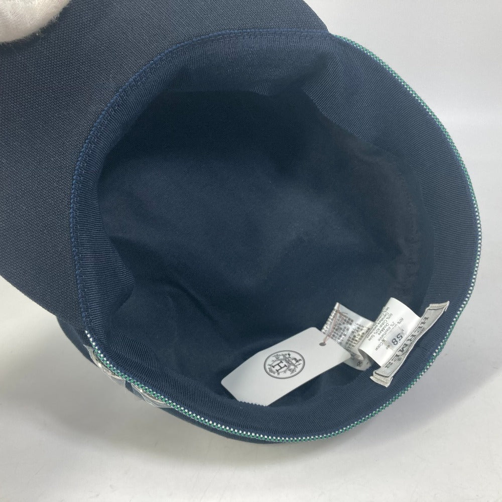 HERMES Casquette Cotton, Hemp Navy Serie CAVALE Casquette Women 58 Used Authentic