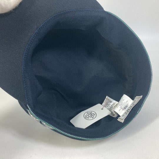 HERMES Casquette Cotton, Hemp Navy Serie CAVALE Casquette Women 58 Used Authentic